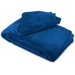 Leonado Vicenti Kuscheldecke Dunkelblau 150x200 cm Wolldecke Fleece extra weiche Wohndecke Sofa
