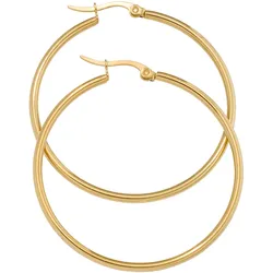 Paar Creolen JOBO "Ohrringe rund", gold (goldfarben), Ohrringe, Damen, Edelstahl, Edelstahl goldfarben