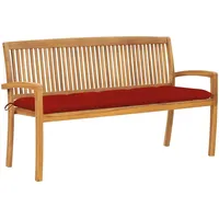 VidaXL Stapelbare Gartenbank mit Auflage 159 cm Massivholz Teak