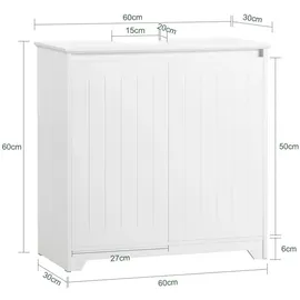 SoBuy Waschbeckenunterschrank Badezimmer Schrank Waschtisch Unterschrank Badezimmerschrank Badezimmermöbel Weiß Bht ca. 60x60x30cm