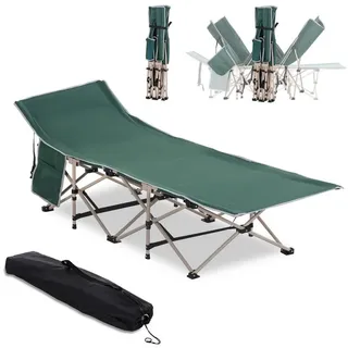 Outsunny Feldbett mit Aufbewahrungstasche, Faltbares Campingbett, Campingliege, Inkl. Tragetasche, Stahl Oxford, Grün