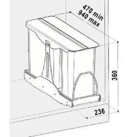 Victory Einbau-Abfallsammler 24 l Grau