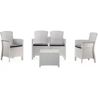 Lounge-set Für Den Außenbereich T, Gartenset Mit Kissen, Lounge-set Für Den Innenbereich In Rattan-optik, 100 % Made In Italy, Weiß - Dmora