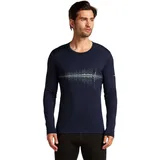 Icebreaker Merino 200 Oasis Snow Wave Langarm-baselayer - Midnight Navy - XL