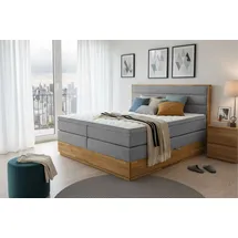 Home Affaire Boxspringbett HOME AFFAIRE "Evelina, Doppelbett, Polsterbett, Komfortbett, 160 & 180 cm", blaugrau, B:164cm L:210cm, 94% PES, 6% Nylon, Komplettbetten, Boxspringbett, inkl. 6 cm Topper, zwei Bettkästen, Taschen-Federkernmatratze in H3