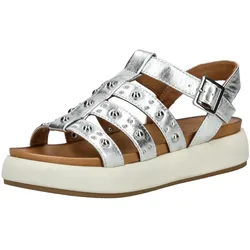 Riemchensandale INUOVO "INUOVO Sandalen Leder", Damen, Gr. 38, silber, Leder, casual, Schuhe