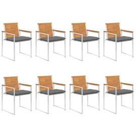 vidaXL Gartenstuhl 8 St. mit Kissen 8 x 8 x 8 cm grau
