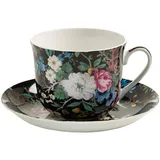 Maxwell & Williams WK01300 Tasse mit Untertasse 480 ml, Kilburn Bone China Porzellan bunt, Geschenkbox, Midnight Blossom