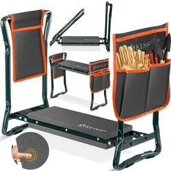 KESSER® 2 in 1 XXL Kniebank für Gartenarbeit Gepolstert Sitzunterlage Eva-Schaumkissen Gartenhocker Klappbar Inkl. 2x Werkzeugtasche Gartenbank Höhenverstellbar 60 x 50 x 27 cm bis 150 kg
