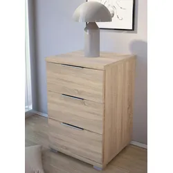 Nachtkommode Nachttisch Nachtkonsole UNI H 61 mit 3 Schubladen Sonoma