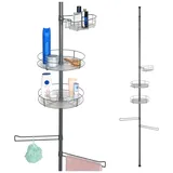 bremermann Teleskop-Badregal, 3 Körbe, 2 Handtuchstangen, Teleskop-Stange bis ca. 290 cm in Grau | Gr.: onesize