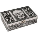 HAB & GUT -BOX011- Schmuckbox aus Holz Aluminium Totenkopf 20 x 12 x 6 cm