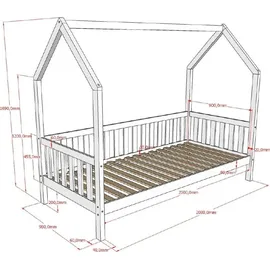 Vipack Hausbett CABANE 90 x 200 cm Eiche massiv Eiche natur