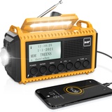 ROCAM Tragbares Radio DAB+/DAB/FM mit 5000mAh Batterie Kurbelradio mit Preset-Funktion Akku Digitalradio mit Doppel Alarm Solar Radio Dynamo Radio mit LED Camping Licht SOS-Alarm für Wandern Notfall