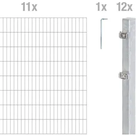 GAH Alberts Alberts Doppelstabmattenzaun als 24 tlg. Zaun-Komplettset | verschiedene Längen und Höhen | feuerverzinkt | Höhe 160 cm Länge 22 m