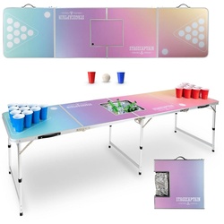 Stagecaptain Spieltisch Beer Pong Tisch “Club” – Bierpongtisch – Klapptisch aus Alu, (Inkl. 90 Becher und 6 Bälle, 3-tlg), mit Eisfach unter der Spielfläche