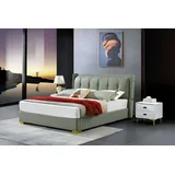 Xlmoebel Schlafzimmer-Set Luxuriöses Design-Bett mit eleganten Nachttischen in Hochglanz weiß, (3-tlg., 3tlg. Schlafzimmer Set (Bett + 2xNachttisch), Hergestellt in Europa grün