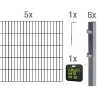 GAH Alberts Alberts Doppelstabmattenzaun Komplettset | anthrazit | Höhe 140 cm | Länge 10 m | mit Kniekissen