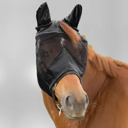 Waldhausen Fliegenmaske Premium mit Ohrenschutz und UV-Schutz, schwarz, Pony