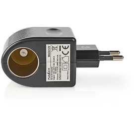 Nedis Steckdosen Adapter Euro / Typ C (CEE 7/16) - 100 - 240 V AC 50/60 Hz, 12 V DC, 6 W, Netzstromversorgung, 0.3 A, Schwarz