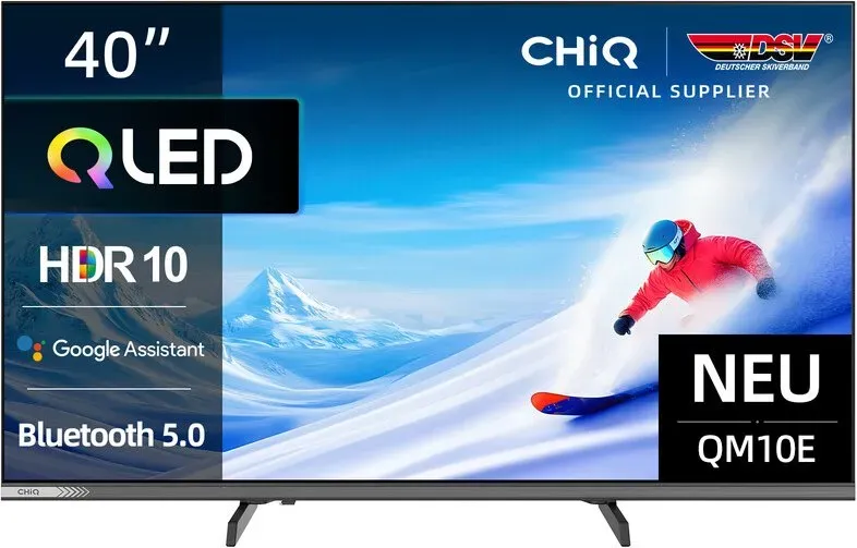 CHiQ L40QM10E 40-Zoll QLED Pro Smart Google TV | Randloses Metalldesign, 90% DCI-P3, HDR10, Dolby Audio | FHD, Sprachsteuerung