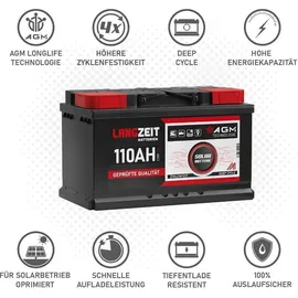 LANGZEIT Batterien Langzeit Solarbatterie AGM 110Ah 12V