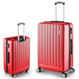 Easy Move ABS Hartschalenkoffer [ERGONOMISCH & SICHER] - Großer Trolley Koffer mit 360° Rädern, Zahlen Schloss - reisekoffer groß, hartschalenkoffer, Luggage (Red, 54cm)