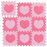 Relaxdays 18-tlg. Puzzlematte Herz Pink,Rosa