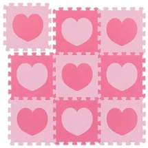 Relaxdays 18-tlg. Puzzlematte Herz Pink,Rosa