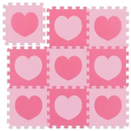 Relaxdays 18-tlg. Puzzlematte Herz Pink,Rosa