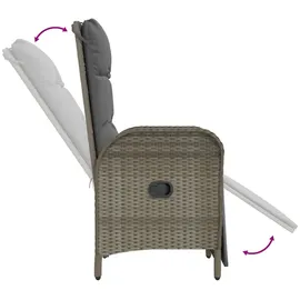 vidaXL 7-tlg. Garten-Essgruppe mit Kissen Grau Poly Rattan