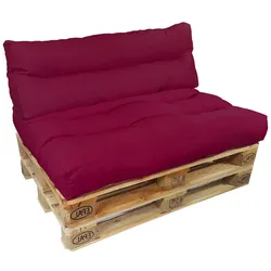 NYVI Palettenkissen Set SunLounge - Paletten Sitzkissen 120x80 cm + Rückenlehne 120x40 cm Farbe:Beere;Variante:2-teiliges Set