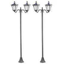 Royal Gardineer 2er-Set Solar-LED-Gartenlaternen, 2 flammig, PIR-Sensor, 600 Lumen