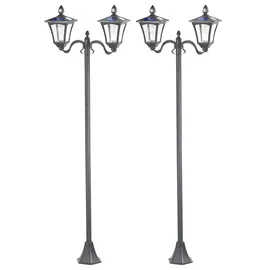 Royal Gardineer 2er-Set Solar-LED-Gartenlaternen, 2 flammig, PIR-Sensor, 600 Lumen