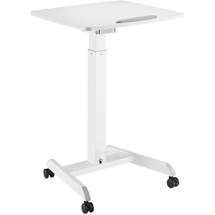 Maclean Brackets Maclean MC-892 Höhenverstellbarer Laptoptisch mit Rollen Sitz-steh-Schreibtisch Gasfeder Höhenverstellbar bis max. 113cm 30 Grad Neigbar Belastbar bis 8kg (Weiße Farbe)