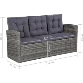 luxuskollektion Poly Rattan Gartenmöbel Set, 5 TLG. Grau, für 8 Personen - Grau