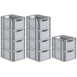 PROREGAL 10x Eurobox NextGen Grip | HxBxT 22x30x40cm | 20 Liter | Griffe offen | Glatter Boden | Eurobehälter