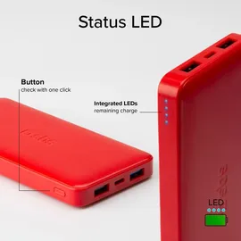 SBS Ttbb10000fastr Powerbank fast charge mit 10000 mAh und 2 USB Red
