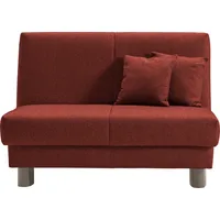 Schlafsofa ELL + ELL "Enny", rot, B:125cm T:100cm, Sofas, Liegefläche Breite 120 oder 140 cm, Liegehöhe 40 cm, Füße alufarben