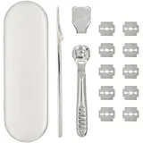 YMWALK Fußfeile Fußhornhautentferner-Set Professionelle Fußpflege-Werkzeuge, Edelstahl Fußschaber Hauspediküre-Set mit 10 Ersatzteilen für die Entfernung von toter harter Haut