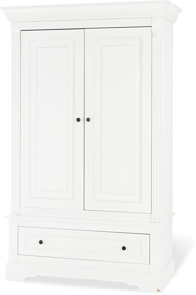 Pinolino Kinderträume Kleiderschrank Emilia mit 2 Türen, 1 Schubkasten und Self-Soft-Close und Soft-Close. Maße 128 x 58 x 208 cm, edelmatt: MDF Uni, weiß