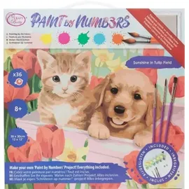 Craft Buddy PBN-3030-020 - Paint by Numbers, Sunshine in Tulip Field, 30x30cm, Malen-nach-Zahlen Kids