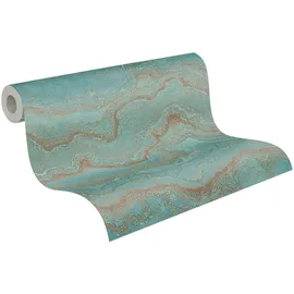 A.S. Création Vliestapete Marmoroptik 53 cm x 10 m 396591 Blau/Gold/Bronze/Türkis/Petrol