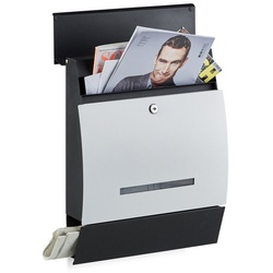 relaxdays Briefkasten Design Briefkasten mit Zeitungsfach, Schwarz-Weiß schwarz|weiß
