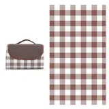 Treer Picknickdecke Wasserdicht isoliert Campingdecke Stranddecke Modern Plaid Stil Faltbar Klein Groß Picknickmatte, für Outdoor Strand Camping Wandern Ausflüge (150x200cm,Braun Plaid)
