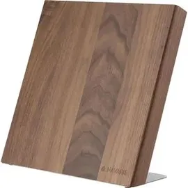 Navaris Messerhalter magnetisch aus Walnuss 27,7X 27,5x12cm - Magnet Messerblock Messerbrett Holz Magnethalter - Messer Halterung unbestückt braun