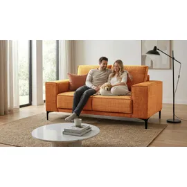 OTTO home 2-Sitzer OTTO HOME "Kompaktsofa Oland, Struktur, Flachgewebe, Luxus-Microfaser, Boucle", orange (brick), B:164cm H:85cm T:83cm, 100% Polyester, Sofas, 164 cm, Wellenunterfederung, Skandi-Design, Metallfüße