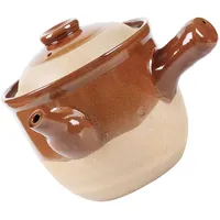 OUNONA Kleiner Keramik Auflaufform Tontopf aus Terrakotta für Chinesische Medizin Kochen mit Ergonomischem Griff 3l Suppentopf für Haushalt und Apotheke
