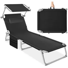 Tectake Sonnenliege 190 x 68 x 28 cm Schwarz
