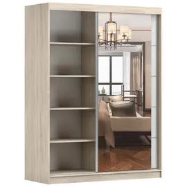fabryka mebli idźczak Schwebetürenschrank Bono 160 x 195 x 61 cm Weiß/Sonoma